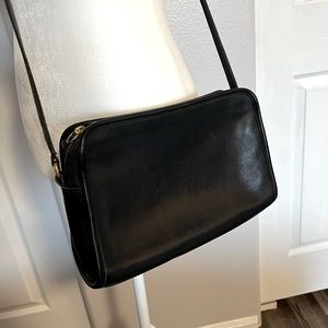 Vintage black leather Coach crossbody bag